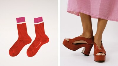 The (NOMASEI) RED TAXI platform sandal ($510) and socks ($35) will launch online today on Nomasei.com.