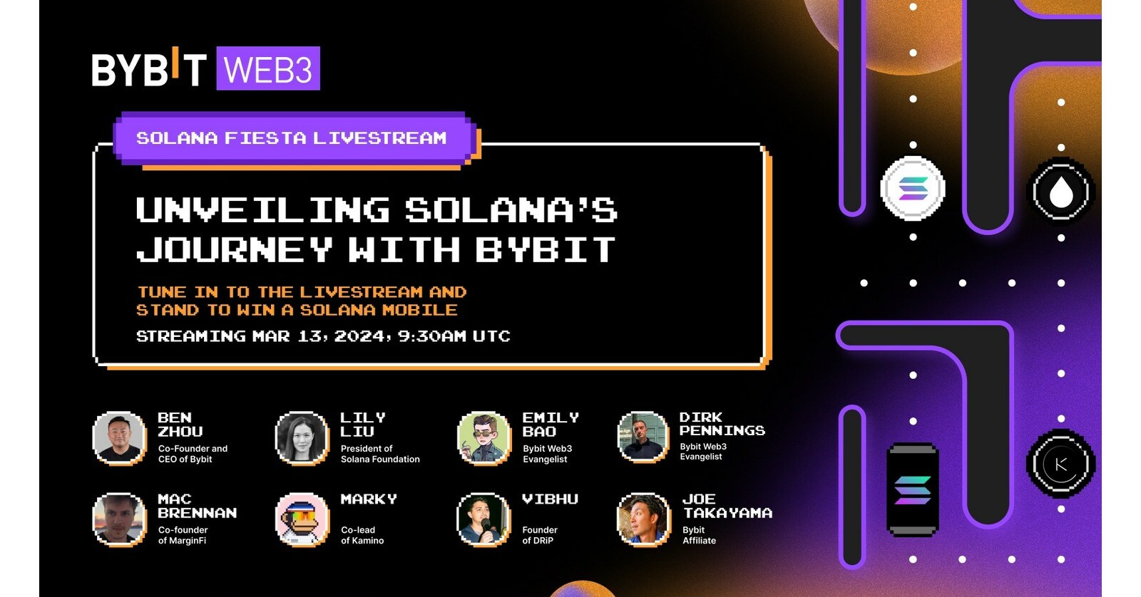 Bybit聯合創辦人兼行政總裁Ben Zhou與Solana基金會總裁Lily Liu將在獨家直播圓桌會議中詳談最新Web3戰略