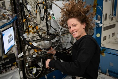 (Oct. 30, 2023) - NASA astronaut and Expedition 70 Flight Engineer Loral O'Hara replaces hardware inside the Plant Habitat facility to prep for future experiments investigating genetic responses and immune system function of tomatoes in microgravity. Credits: NASA