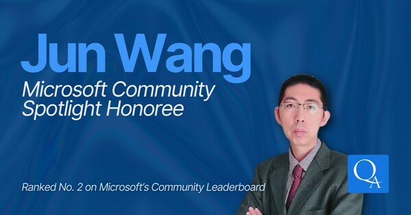 Jun Wang of Queue Associates receives March Dynamics 365 Community Spotlight Honoree from Microsoft.