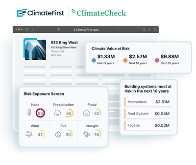 With access to the combined expertise of both ClimateCheck and ClimateFirst, commercial real estate clients are able to identify property-specific climate hazard risk, assign a value to each risk, and develop a comprehensive mitigation plan. (CNW Group/ClimateFirst)