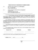Form of Notice Of Conversion of Common Shares (CNW Group/Canopy Growth Corporation)