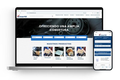 Desktop and mobile layouts of the revamped www.interfil.com and parts catalog