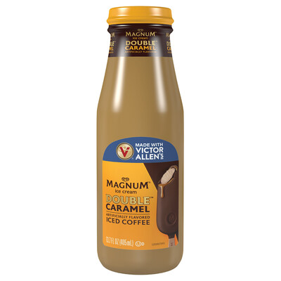 Victor Allen's Magnum Double Caramel Ready-to-Drink Iced Coffee in 13.7 oz. Glass Bottle