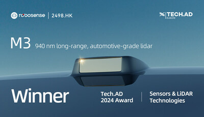 RoboSense's 940 nm long-range, automotive-grade lidar wins Tech.AD 2024 award for Perception and Sensing