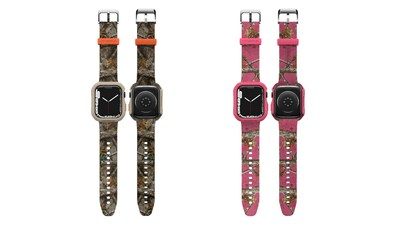 An all-new line of Apple Watch Band and Bumper and AirTag case join OtterBox phone cases and tumblers featuring the Realtree Edge, and Edge Colorways in Flamingo Pink.