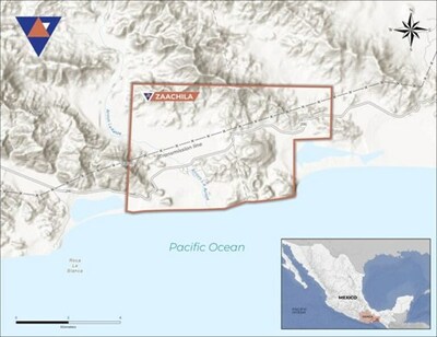 Figure 1. Location of the Zaachila project in southern Oaxaca, Mexico. (CNW Group/Vortex Metals)
