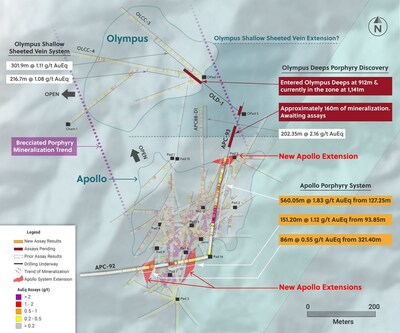 Figure 1: Plan View of the Apollo and Olympus/Olympus Deeps Targets and Drill Holes Announced in This Release (CNW Group/Collective Mining Ltd.)