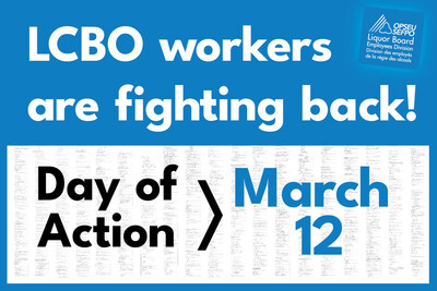 LCBO workers are fighting back! March 12 Day of Action (CNW Group/Ontario Public Service Employees Union (OPSEU/SEFPO))