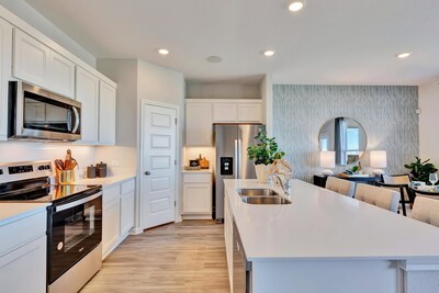 Kourtney Model Kitchen at Pinnacle at Cottonwood Creek | New Homes for Sale in San Marcos, TX by Century Communities