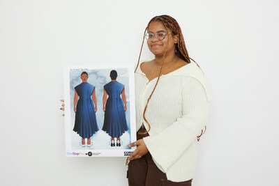 FIT knitwear design student Mariela Garcia Castro’s award-winning “Graceful Ties Dress” features her signature lace-up design, ensuring a personalized fit for every curvy woman