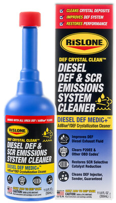 New Rislone DEF Crystal Clean™ Diesel DEF & SCR Emissions System Cleaner (U.S. p/n 4784) scrubs away crystal contaminants from the selective catalytic reduction (SCR) systems of diesel cars, trucks, and SUVs to cost-effectively restore power and performance. Learn more at Rislone.com.
