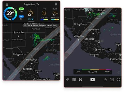 Screen Shots of the Eclipse Tracker in MyRadar