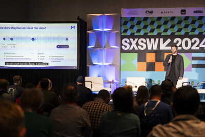 Cameron Hendrix at Podcasting at SXSW - Sound Summit on March 9, 2024 (photo courtesy of Javier Gonzales and Sounds Profitable).