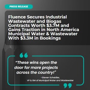 Fluence Secures Industrial Wastewater and Biogas Contracts Worth $3.7M and Gains Traction in North America Municipal Water &amp; Wastewater With $3.3M in Bookings