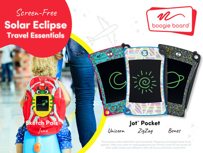 Boogie Board® is helping families prepare for solar eclipse travel by offering one screen-free product (+shipping) to those hitting the roads and taking to the skies with a limited-time promotion.
