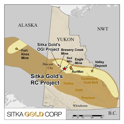 Figure 14: Location map of the OGI property located within Yukon's Tombstone Gold Belt (CNW Group/Sitka Gold Corp.)