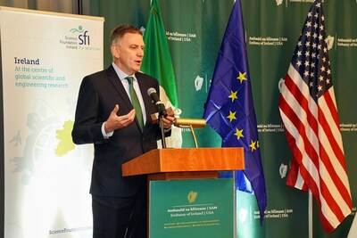 Dr. Eamonn Keogh speaking at the 2024 SFI St. Patrick's Day Science Medal Award presentation ceremony in Washington D.C.