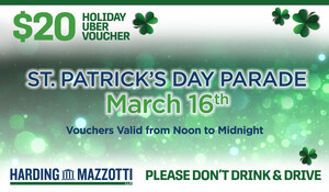 Law Firm Celebrates St. Patrick's Day Festivities with $20 Uber Vouchers in Albany, Syracuse, Utica, and Plattsburgh