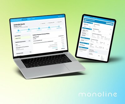 Monoline platform as displayed on laptop and tablet screens