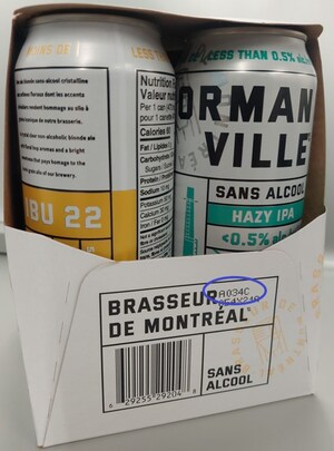 Risque d'ouverture spontanée des canettes de bière Normanville sans alcool de marque Brasseur de Montréal