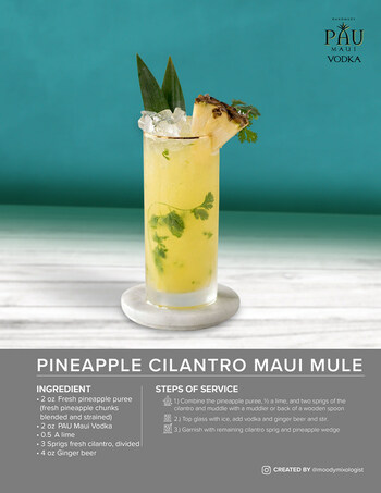 Pau Maui Vodka's 'Pineapple Cilantro Maui Mule' Cocktail Recipe