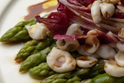 Asparagus, radicchio and baby squid salad