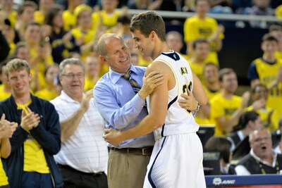 Austin Hatch with his University of Michigan basketball coach John Beilein