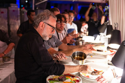 Massimo Bottura cooking at Once Upon a Kitchen during Miami F1 2023