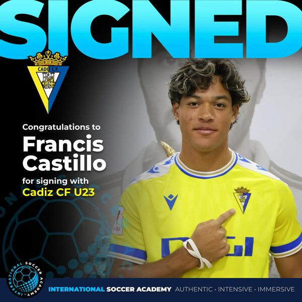 International Soccer Academy's Francis Castillo says, "It is truly a privilege to represent a historic club like Cádiz CF. It’s always been a dream and it’s finally happening.”