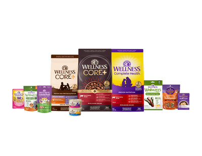 At Global Pet Expo 2024, the Wellness product lineup showcases innovation in treats, dry and wet cat food, dry dog food, topper and dental treat options.