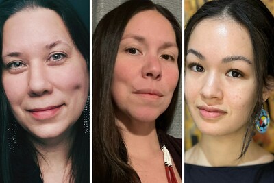 The Canadian Journalism Foundation is delighted to announce the 2024 recipients  CJF-CBC Indigenous Journalism Fellowships (left to right): Odette Auger, Jaclyn Hall and Savannah Ridley. (CNW Group/The Canadian Journalism Foundation)