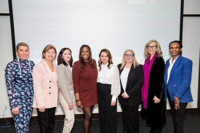 (L to R) Shannon Pestun, senior advisor, business & finance, WEKH; Tania Saba, BMO Chair in Diversity and Governance, and professor, Universit de Montral; Magnolia Perron, Indigenous women and youth program manager, National Aboriginal Capital Corporations Association; Nadine Spencer, CEO, BrandEQ Group; Rechie Valdez, Minister of Small Business; Dr. Wendy Cukier, founder and academic director, Diversity Institute and WEKH; and academic research director, Future Skills Centre; Vicki Saunders, founder and CEO, Coralus; and Sabine Soumare, executive director, WEKH, pose together at an event to launch the preliminary findings of WEKH's State of Women's Entrepreneurship in Canada report in Toronto on March 18, 2024. (Credit: Alexander McAvoy/Diversity Institute) (CNW Group/Diversity Institute at Toronto Metropolitan University)