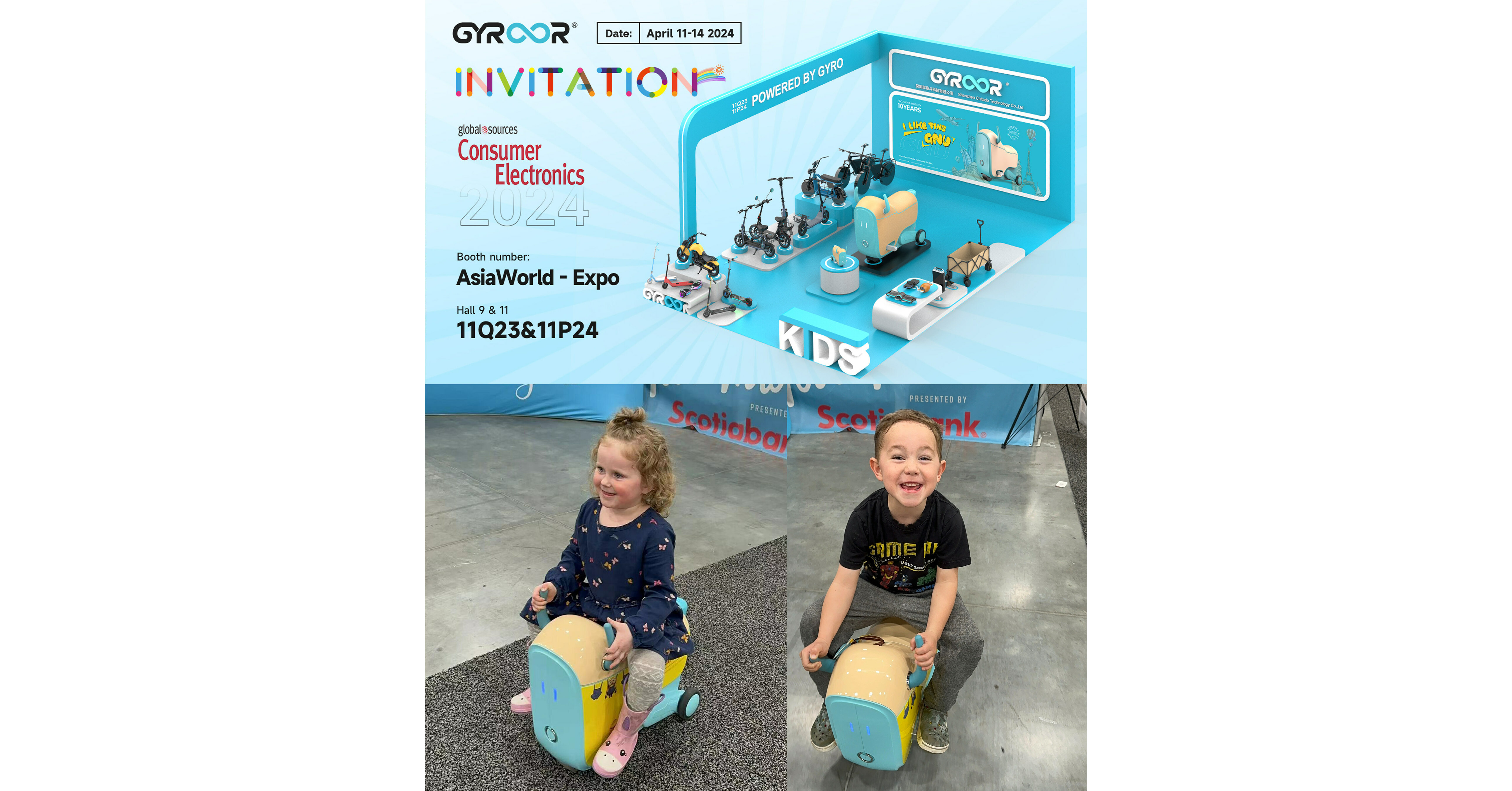 Gyroor Kids E Suitcase GNU A Fairy Tale Reimagined for Innovative E Mobility will be unveiled at Global Sources Mobile Electronics 2024