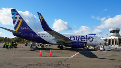 Avelo Airlines 737-700 aircraft awaits its first flight from Tweed-New Haven (HVN) to Orlando International Airport (MCO)