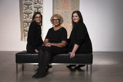 From left, Kate Fischer, Joanne Cuthbertson and Lindsay Fischer sit together on a bench at Glenbow at The Edison. (CNW Group/Glenbow)