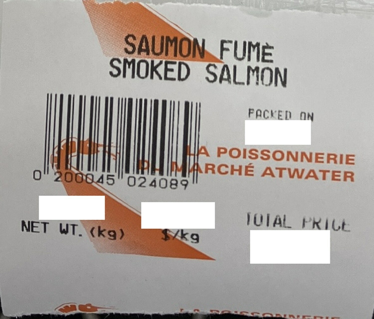 Important rappel concernant du saumon fumé et du gravlax.