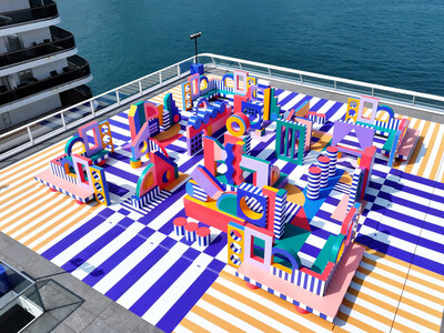French Artist Camille Walala has transformed the Ocean Terminal Deck into an enlivening outdoor art maze