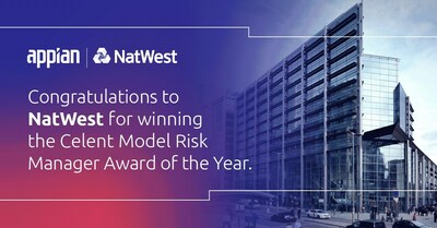 NatWest Bank won the Celent Model Risk Manager Award of the Year. (PRNewsfoto/Appian)