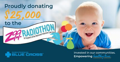 Saskatchewan Blue Cross donates to Z99 Radiothon. (CNW Group/Saskatchewan Blue Cross)