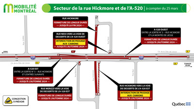 5. Secteur rue Hickmore et A520 -  compter du 25 mars (Groupe CNW/Ministre des Transports et de la Mobilit durable)