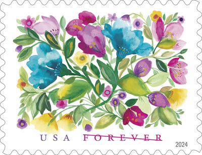 The U.S. Postal Service introduces Celebration Blooms and Wedding Blooms, a natural pair. The new stamps are well-suited for spreading good cheer.  Celebration Blooms is being issued as a Forever stamp.
