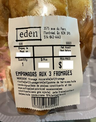 Empanadas aux 3 fromages (Groupe CNW/Ministre de l'Agriculture, des Pcheries et de l'Alimentation)