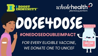 Wholehealth partners with I Boost Immunity to donate essential childhood measles, polio, and tetanus vaccines to children worldwide through UNICEF Canada. (CNW Group/Wholehealth Pharmacy Partners)