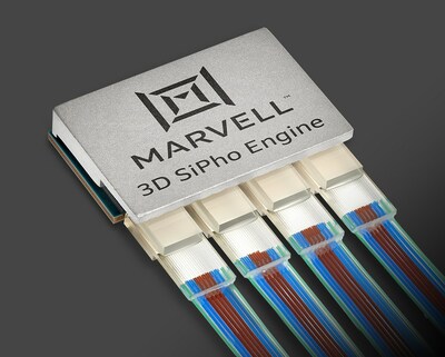 Marvell 3D Silicon Photonics (SiPho) Engine is the industry’s first highly integrated SiPho engine featuring 32 channels of 200G electrical and optical interfaces for connecting next-generation AI clusters and cloud data centers at multi-terabit speeds.