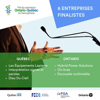 Dvoilement des 6 finalistes du Prix du commerce Ontario- Qubec en francophonie (Groupe CNW/Fdration des chambres de commerce du Qubec)