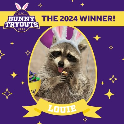 Louie from Miami, FL is the first-ever raccoon rescue to be crowned the CADBURY Bunny