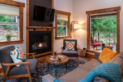 Image of Windsurfer Cabin Interior at Backwoods Cabins located in Columbia River Gorge in Carson, Washington.
