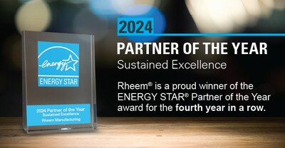Rheem Named Energy Star Partner of the Year for Fourth Consecutive Year.