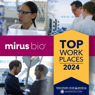 Mirus Bio has been named a Top Workplace 2024 by Wisconsin State Journal Top Workplaces.